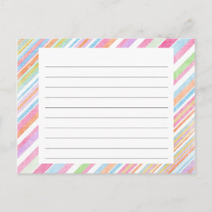Postal Cartão de Receita de Stripes Arco-Íris Pastel
