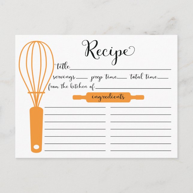 Postal Cartão de Receita de Tangerine com Letra Moderna (Frente)