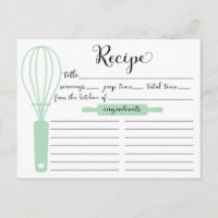 Cartão de Receita de Uísque Verde Mint com bonito 