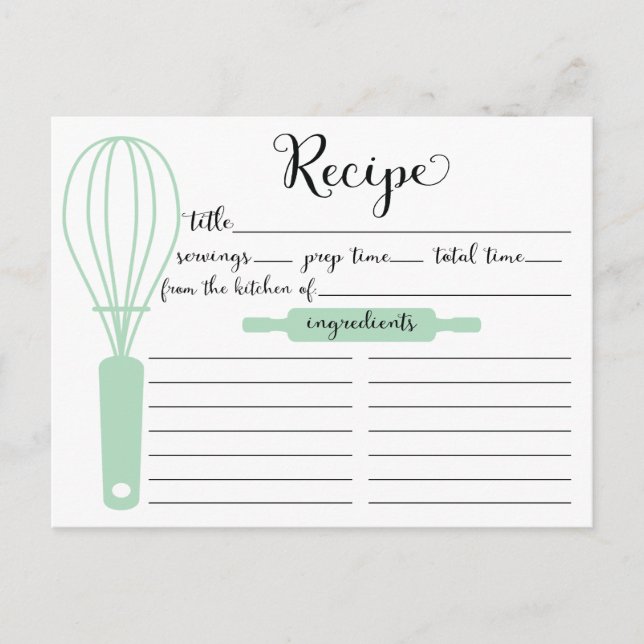 Postal Cartão de Receita de Uísque Verde Mint com bonito  (Frente)