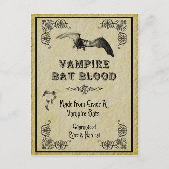 Postal Cartão de Receita de Vampiro Bat Halloween (Frente)