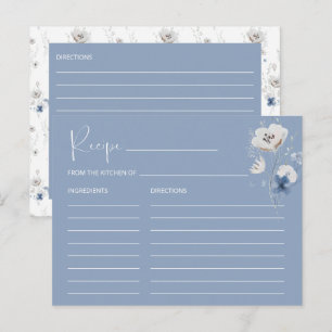 Postal Cartão de Receita do Chá de panela Floral Azul Dus