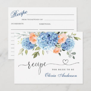 Postal Cartão de Receita do Chá de panela Hydrangea Azul 