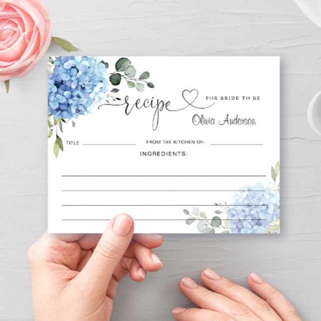 Postal Cartão de Receita do Chá de panela Hydrangea Azul  (Criador carregado)