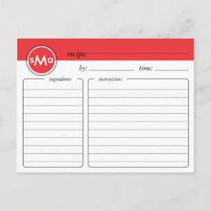 Postal Cartão de Receita do Chá de panela Monograma