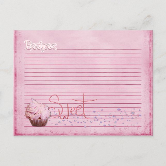 Postal Cartão de receita do cupcake (Frente)