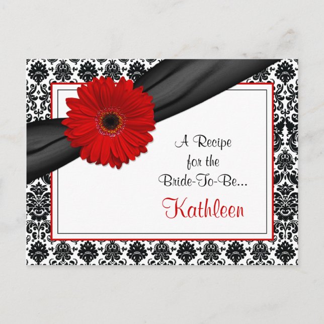 Postal Cartão de Receita do Damask Red Gerber Daisy para  (Frente)