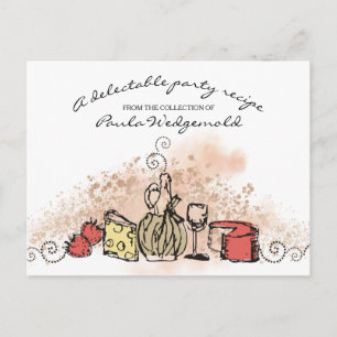Postal cartão de receita do janto de vinho de fruta de qu