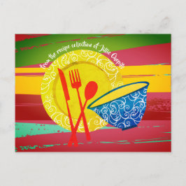 Postal Cartão de receita do livro de cozinhar asiático