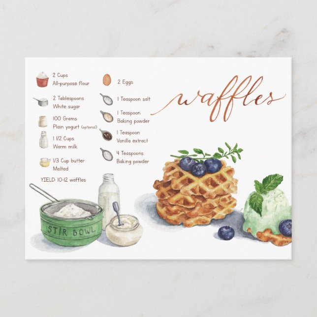 Postal Cartão de Receita do Waffles (Frente)