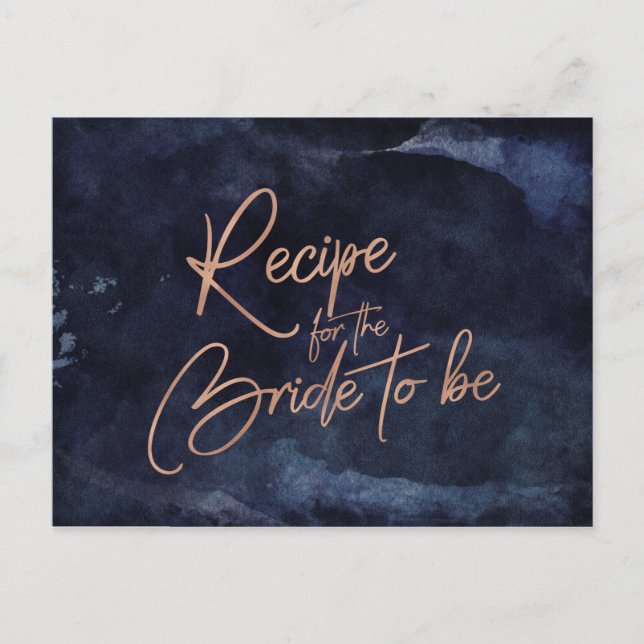 Postal Cartão de Receita Dourada de Marca Rosa  Azul-Água (Frente)