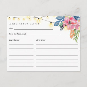 Postal Cartão de Receita Festa no Jardim, Flores e Luzes