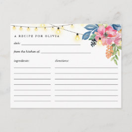Postal Cartão de Receita Festa no Jardim, Flores e Luzes