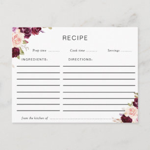 Postal cartão de receita floral de ameixa e pêssego