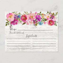 Postal Cartão de Receita Floral de Cores Aquáticas da Mad