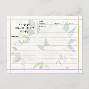 Postal Cartão de receita floral de ouro branco