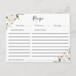 Postal cartão de receita floral magnolia aquarela