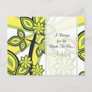 Postal Cartão de Receita Floral Verde Amarelo Negrito par