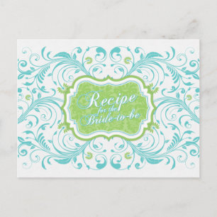 Postal Cartão de Receita Floral Verde Turquesa para a Noi