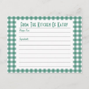 Postal Cartão de Receita Gingham Verde