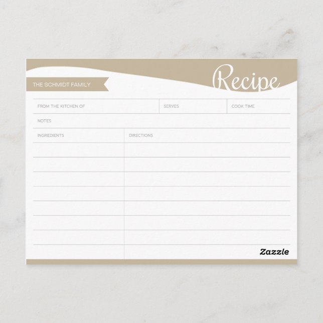 Postal Cartão de Receita Marrom-claro e branco personaliz (Verso)