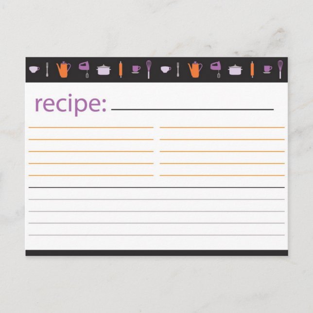 Postal Cartão de Receita para Chá de Noiva (Frente)