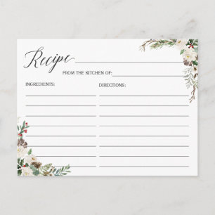 Postal Cartão de Receita para o Floral Russo de inverno d