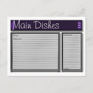 Postal Cartão de Receita Personalizada de Destaques Roxo