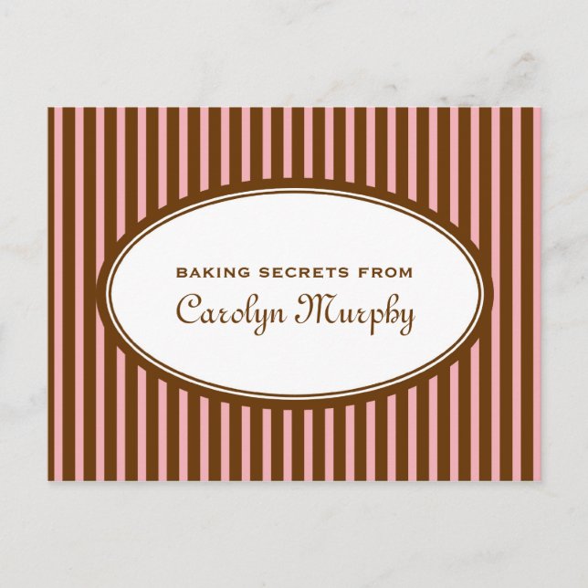 Postal Cartão de receita personalizado cor-de-rosa chocol (Frente)