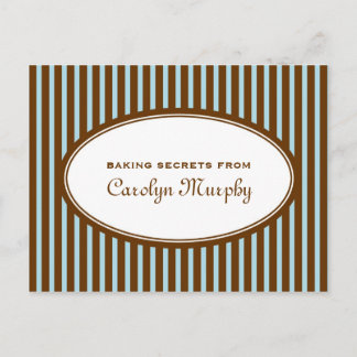 Postal Cartão de receita personalizado de chocolate azul-