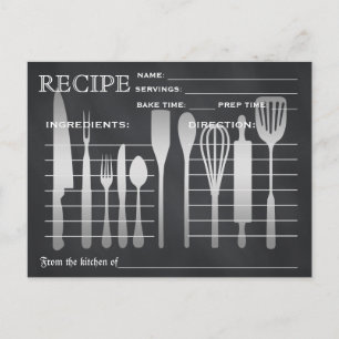 Postal Cartão de Receita Retro Ferramentas de Cozinha Lis