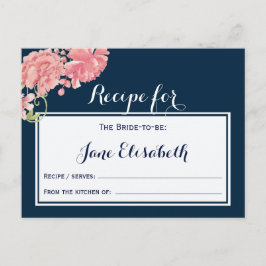 Postal Cartão de receita rosa floral rosa para noiva