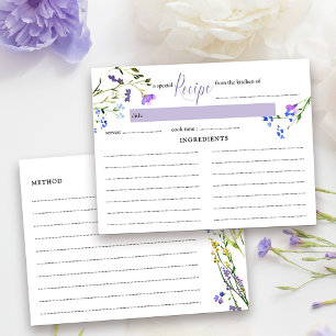 Postal Cartão de Receita Roxa Chá de Noiva Flor Silvestre
