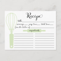 Cartão de Receita Verde-Brida com Letra Mão