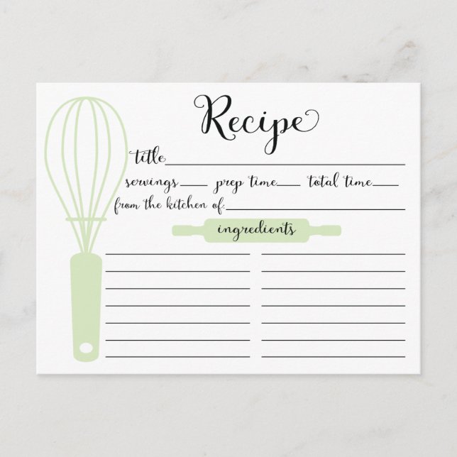 Postal Cartão de Receita Verde-Brida com Letra Mão (Frente)