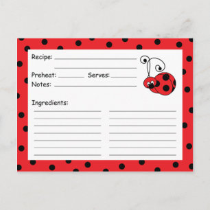Postal Cartão de Receita Vermelha Itty Bitty Ladybug