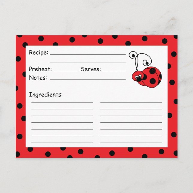 Postal Cartão de Receita Vermelha Itty Bitty Ladybug (Frente)