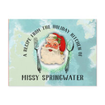 Cartão de receitas de férias de papai noel