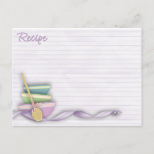 Postal cartão de receitas de tigelas de cozimento