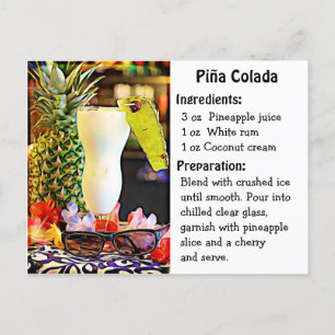 Postal Cartão de receitas para o Dia Nacional Piña Cola
