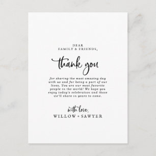 Postal Cartão de Recepção de Agradecimento com Letra Rúst