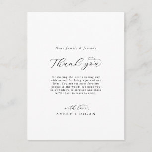Postal Cartão de Recepção de Agradecimento Elegant Script