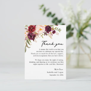 Postal Cartão de Recepção de Agradecimento Floral Bege Bo