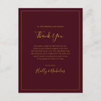 Cartão de Recepção de Agradecimento Vermelho de Na