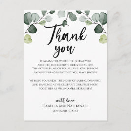 Postal Cartão de Recepção de Casamento com Folhagem de Eu