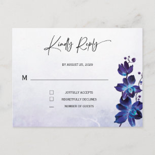 Postal Cartão de Resposta de Casamento Blue Orchid Minima