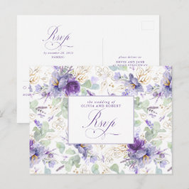 Postal Cartão de Resposta de Casamento Botânico Elegante