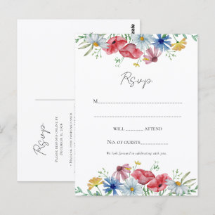 Postal Cartão de Resposta de Casamento com Aquarela Flora
