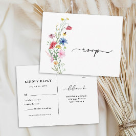 Postal Cartão de Resposta de Casamento com Flores Silvest