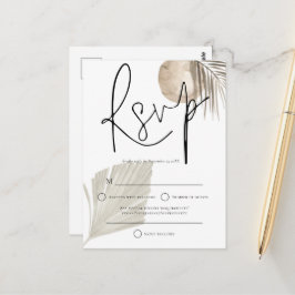 Postal Cartão de Resposta de Casamento com Leque de Grama
